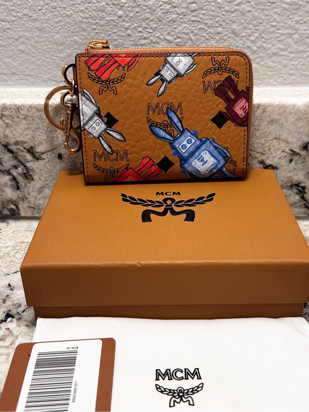 Nib Mcm Aren Card Pouch In Rabot Visetos In Cognac, Retail $350